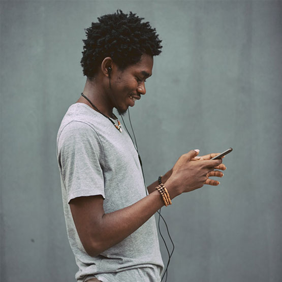 Young man using phone